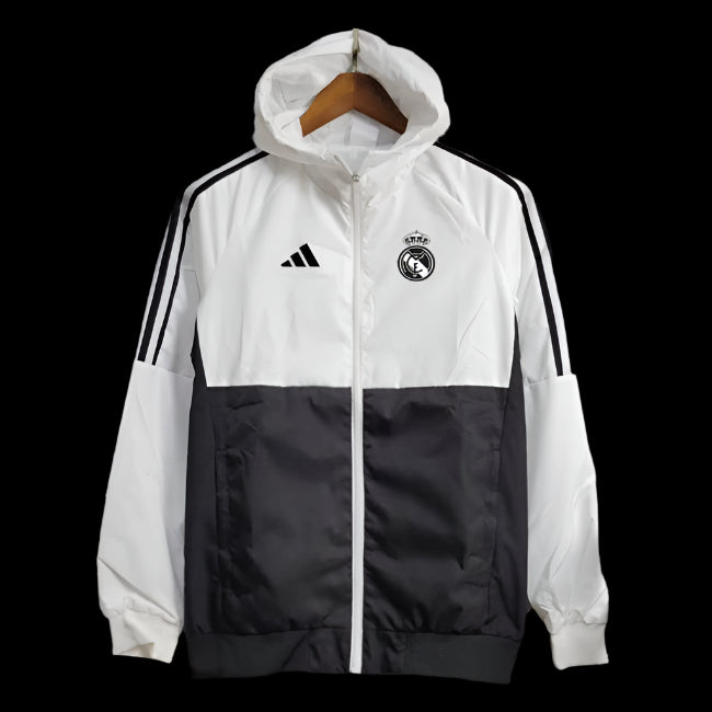 Real Madrid 23/24 White and Black Windbreaker